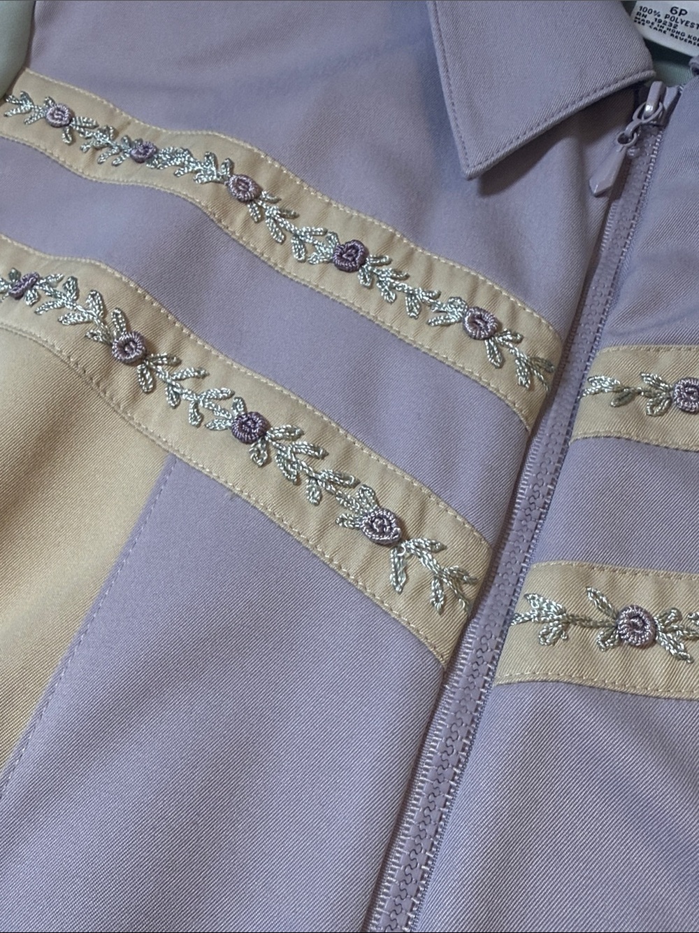 Vintage 90s Alfred Dunner Floral Embroidered Colorblock Bomber Jacket 6P - Picture 7 of 8
